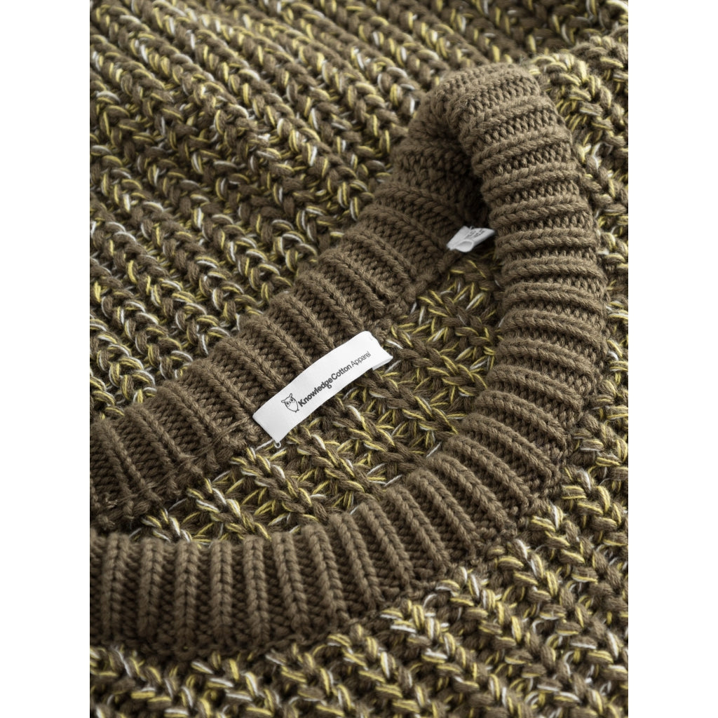 Pull en maille de coton bio | Mélange de jaune "multicolored crew neck yellow aop"