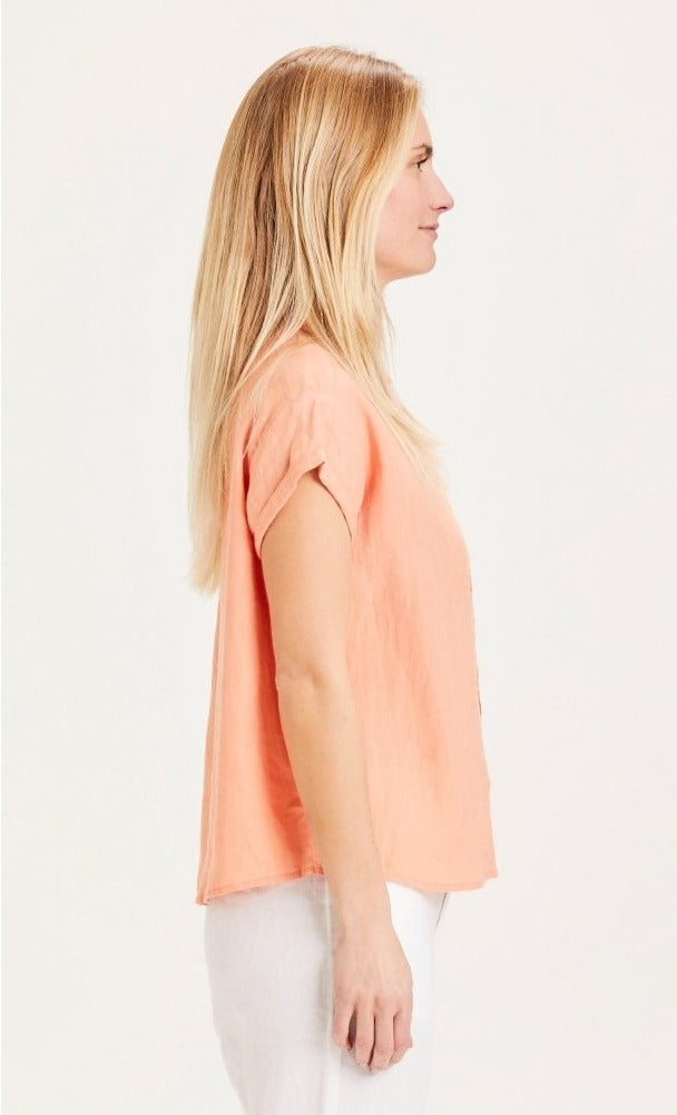 Chemise à manches courtes corail en lin - Aster