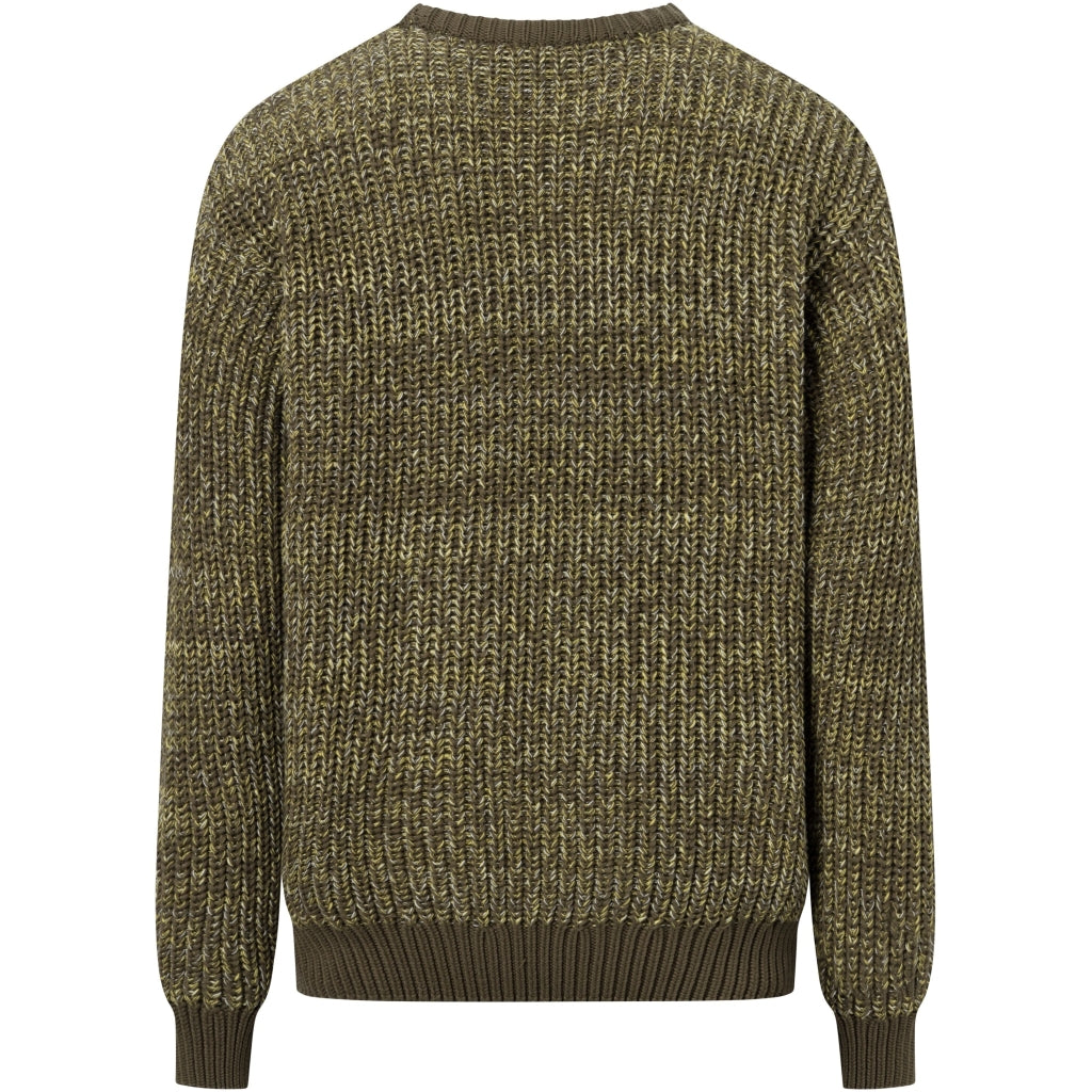 Pull en maille de coton bio | Mélange de jaune "multicolored crew neck yellow aop"