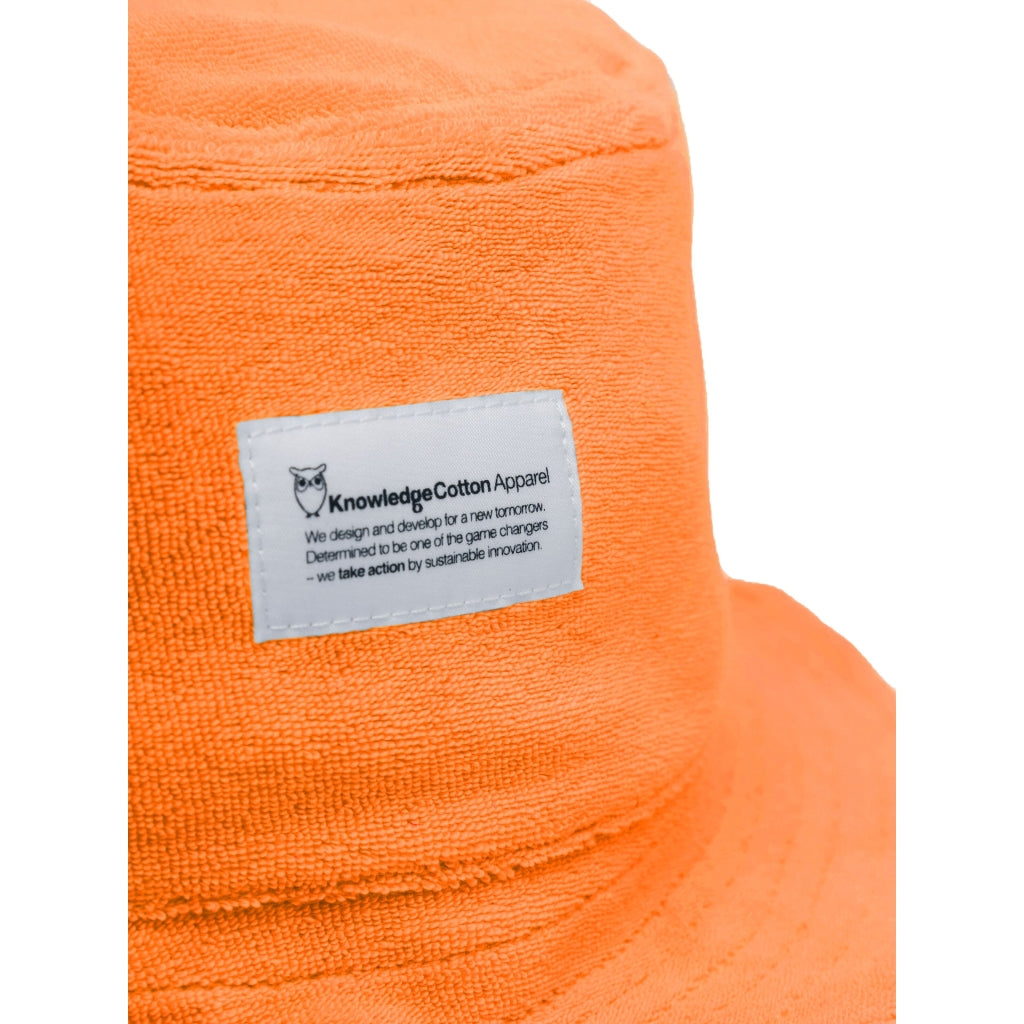 Bob éponge orange en coton bio et matière recyclée - terry bucket hat russet orange