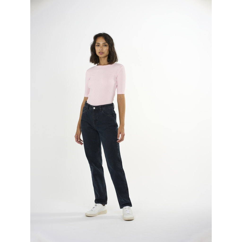T-shirt rose côtelé en coton bio - rib t-shirt parfait pink