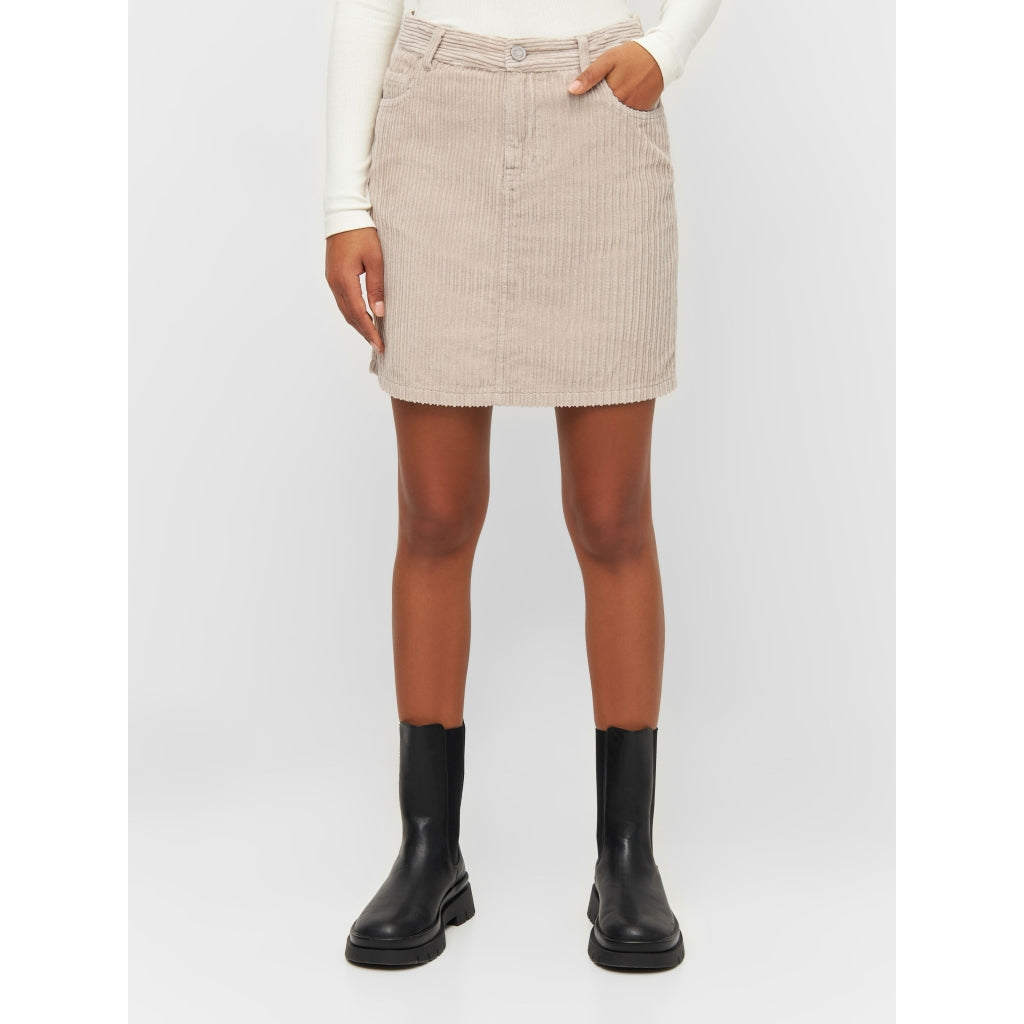 Jupe velours en coton bio | Beige "irregular corduroy skirt light feather gray"