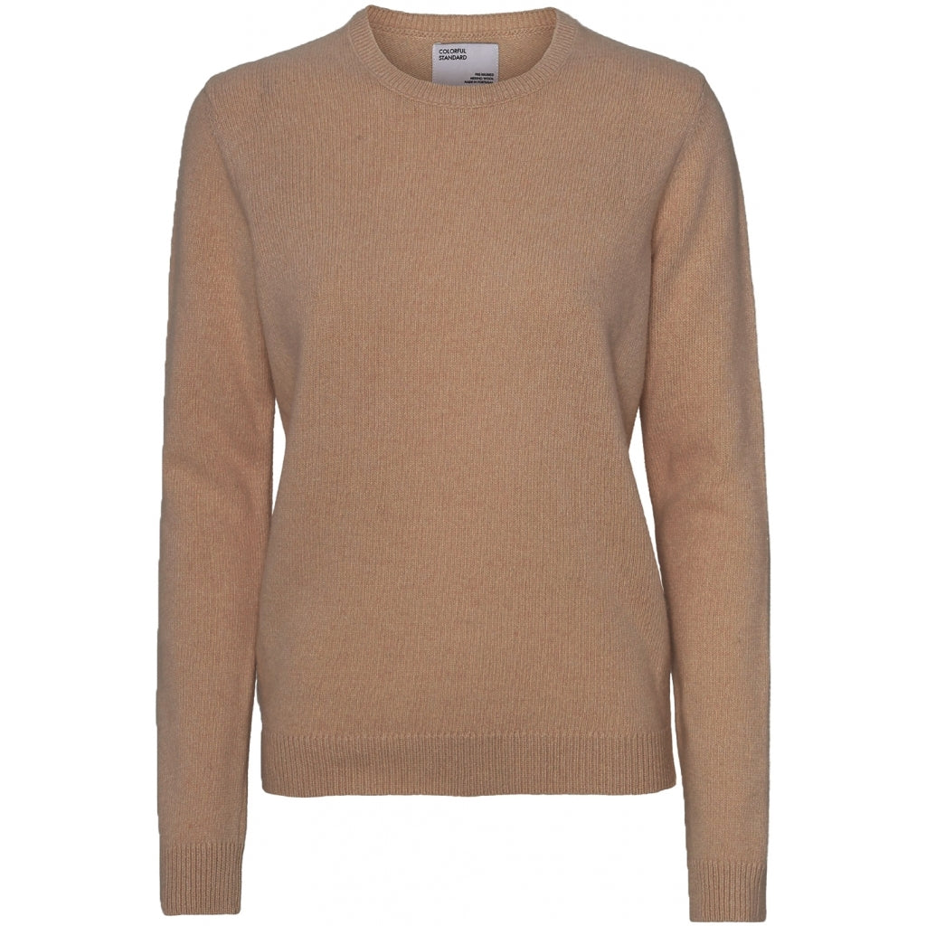 Pull maille droit camel en laine mérinos recyclée - sahara camel