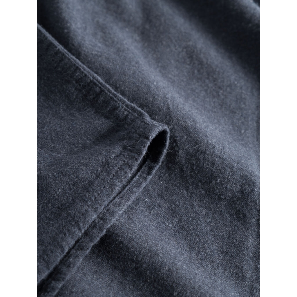 Chemise col mao en coton bio | Marine "melangé flannel stand collar shirt total eclipse"