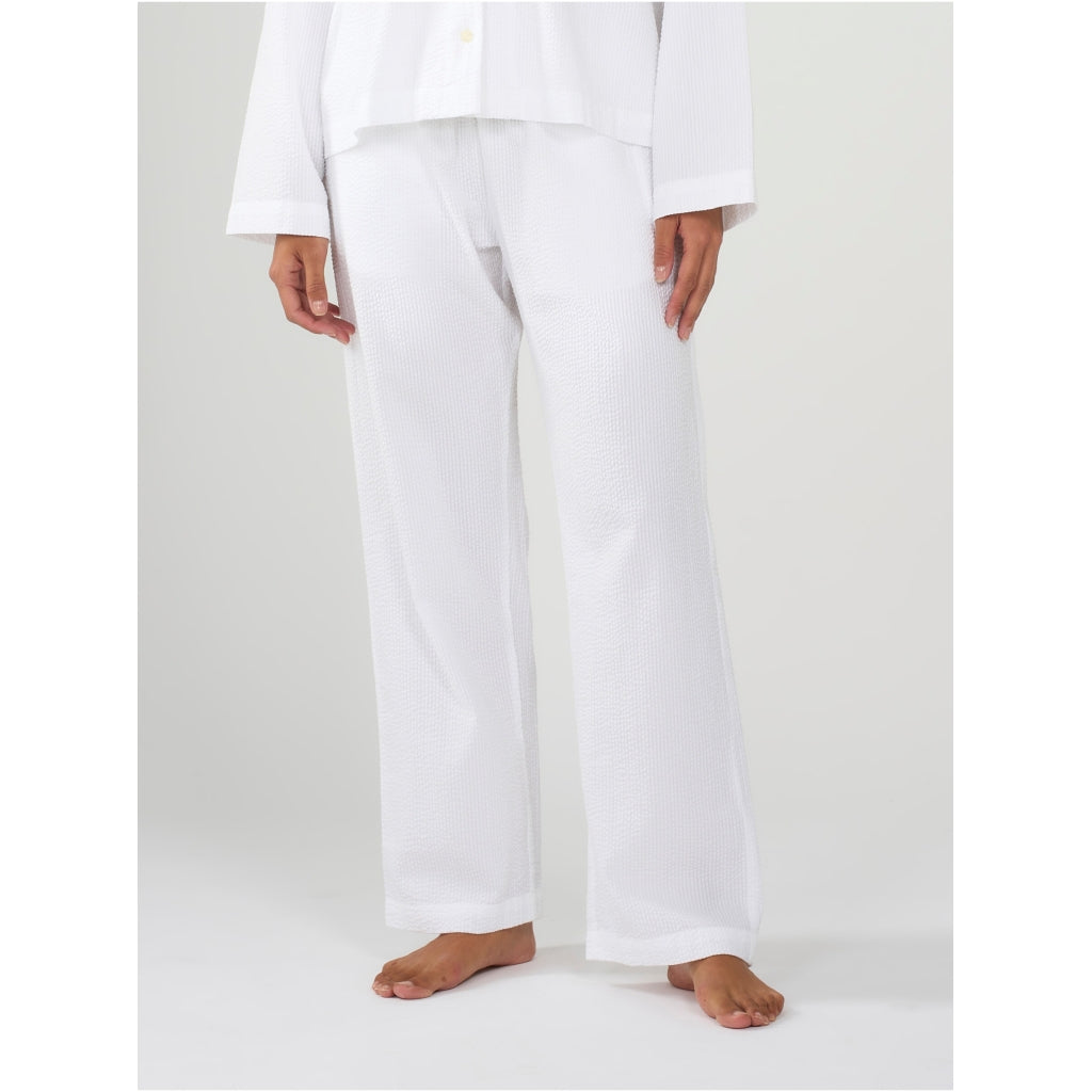 Ensemble de pyjama blanc en coton bio gaufré - pyjamas set bright white