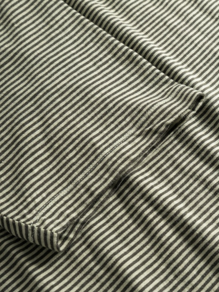 T-shirt olive à rayures en coton bio - narrow striped slub t-shirt swamp