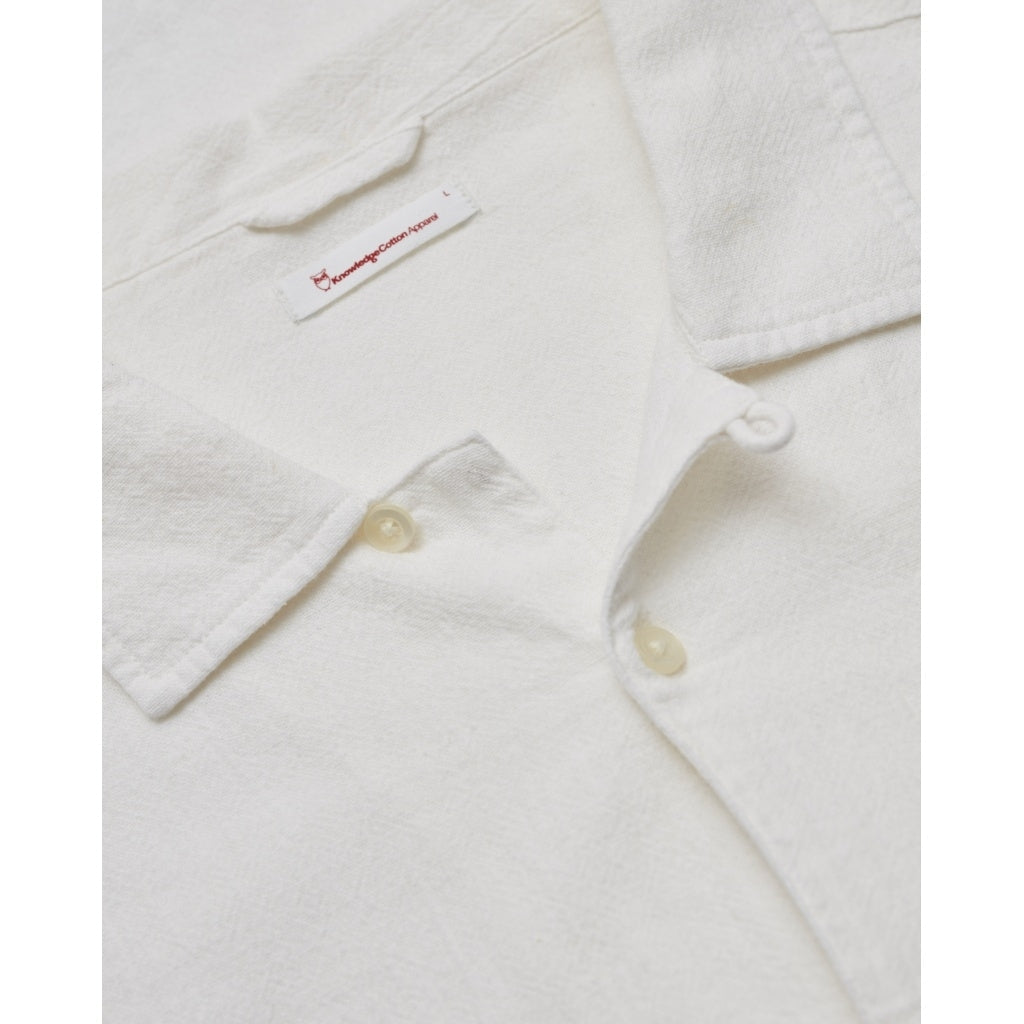 Chemise à manches courtes blanche en lin et coton bio - wave