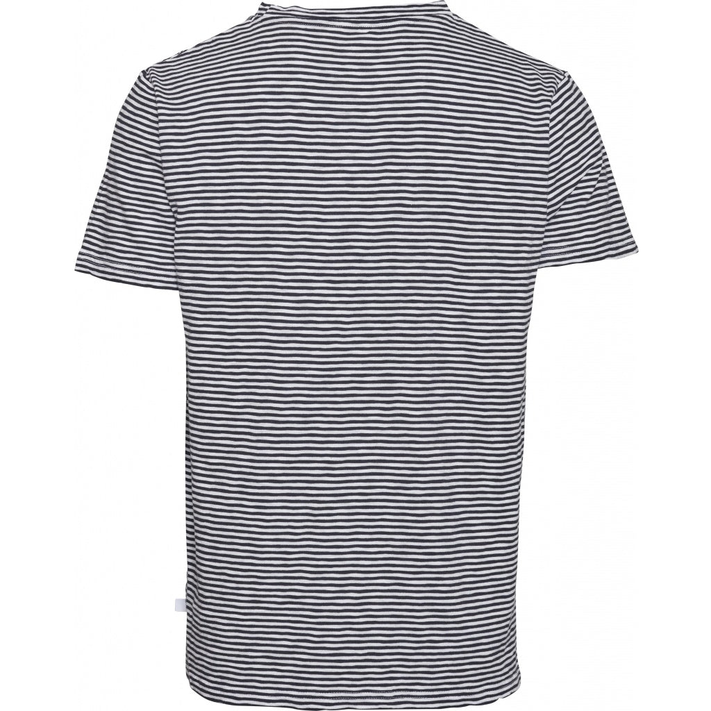 T-shirt rayé bleu nuit et blanc en coton bio - alder