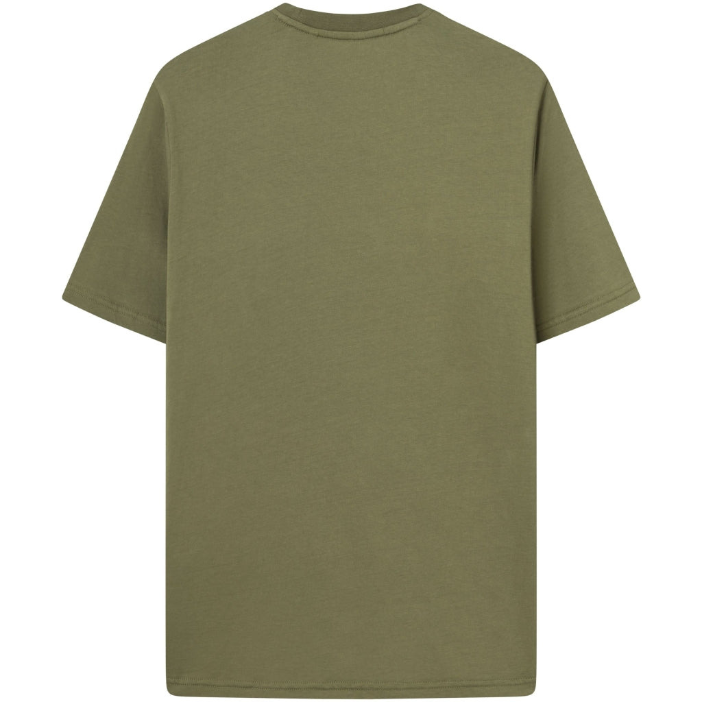 T-shirt olive avec imprimé en coton bio - regular mountain t-shirt burned olive