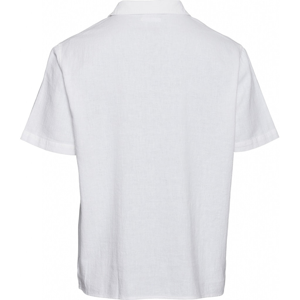 Chemise à manches courtes blanche en lin et coton bio - wave