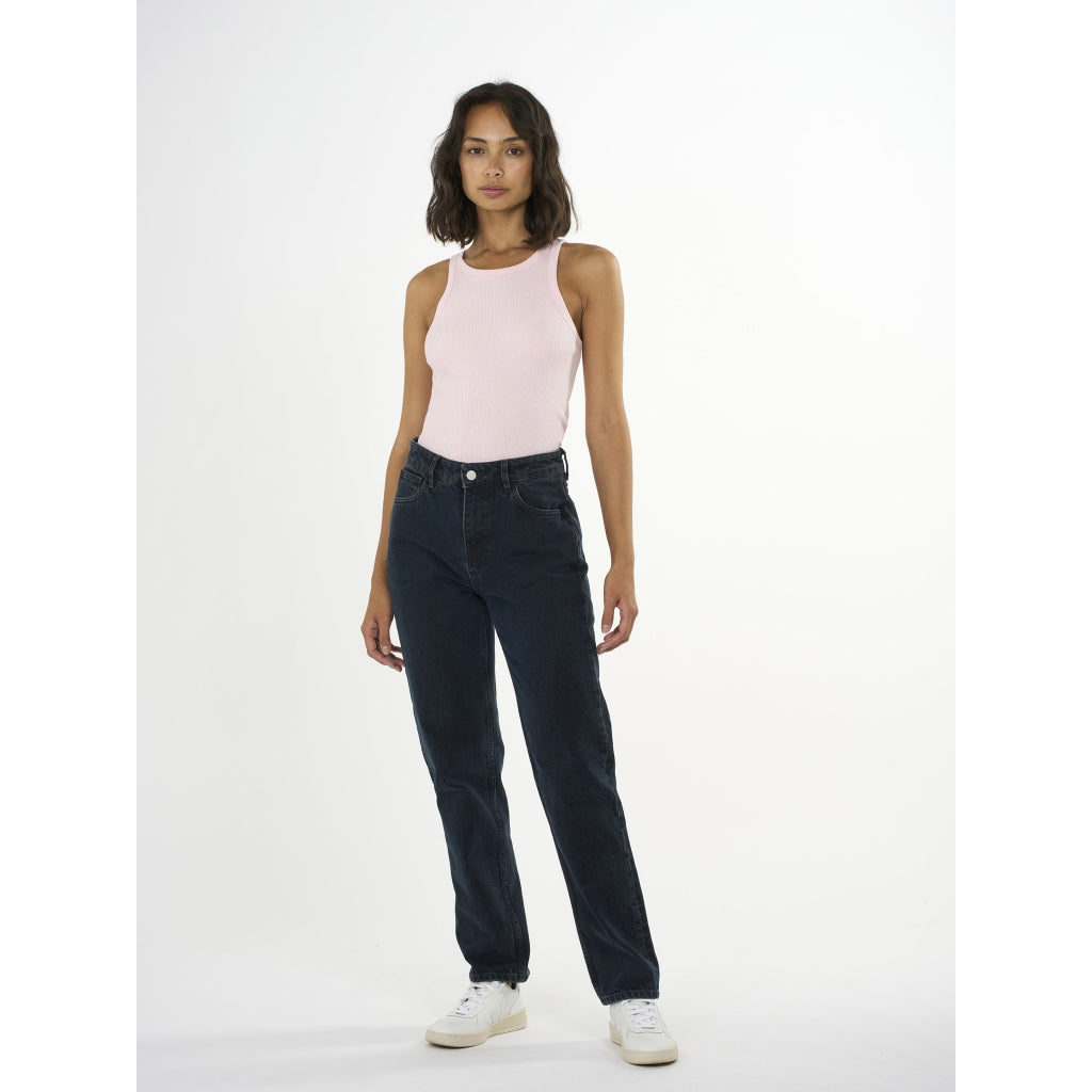 Débardeur rose côtelé en coton bio - racer rib top parfait pink