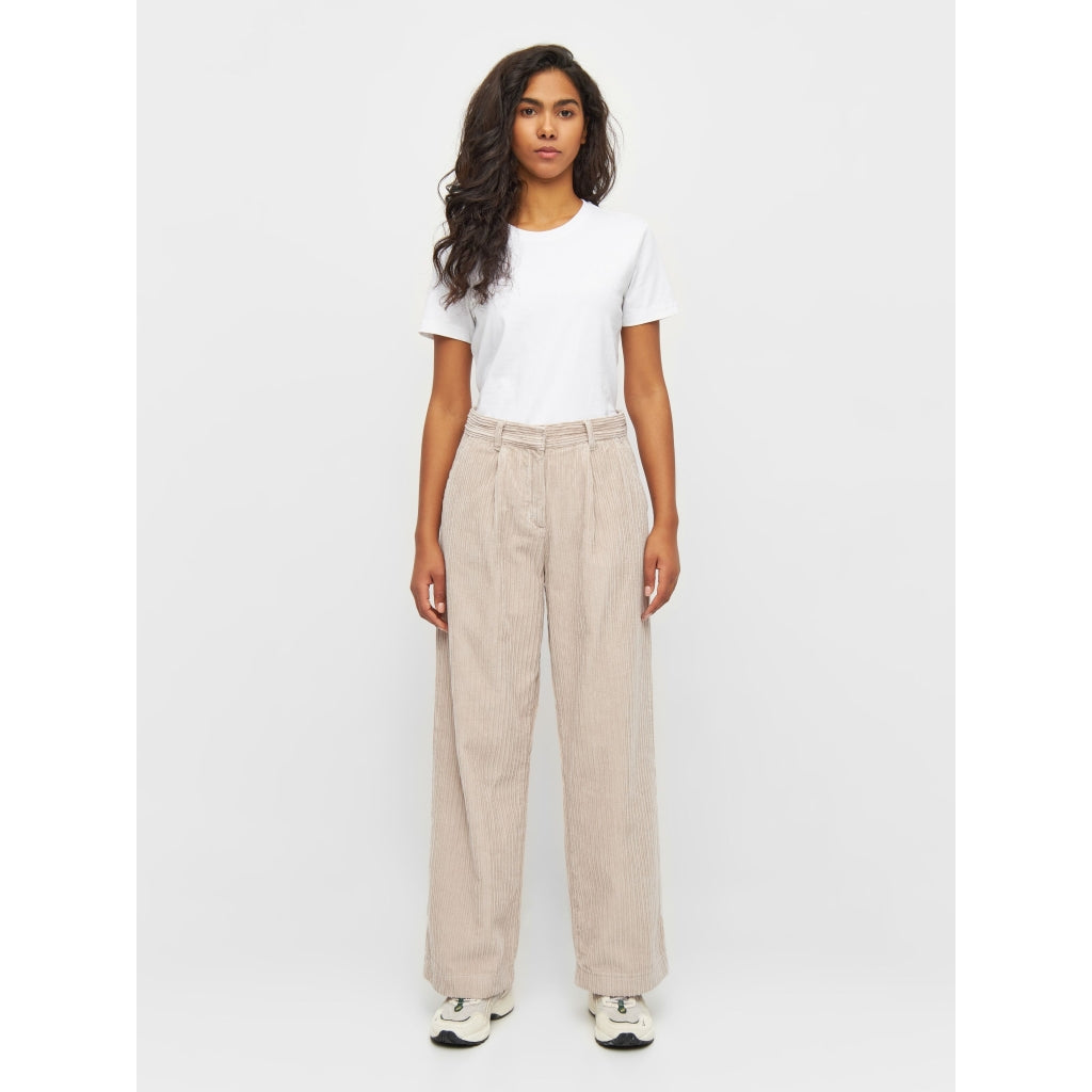 Pantalon velours en coton bio | Beige "posey wide corduroy light feather gray"