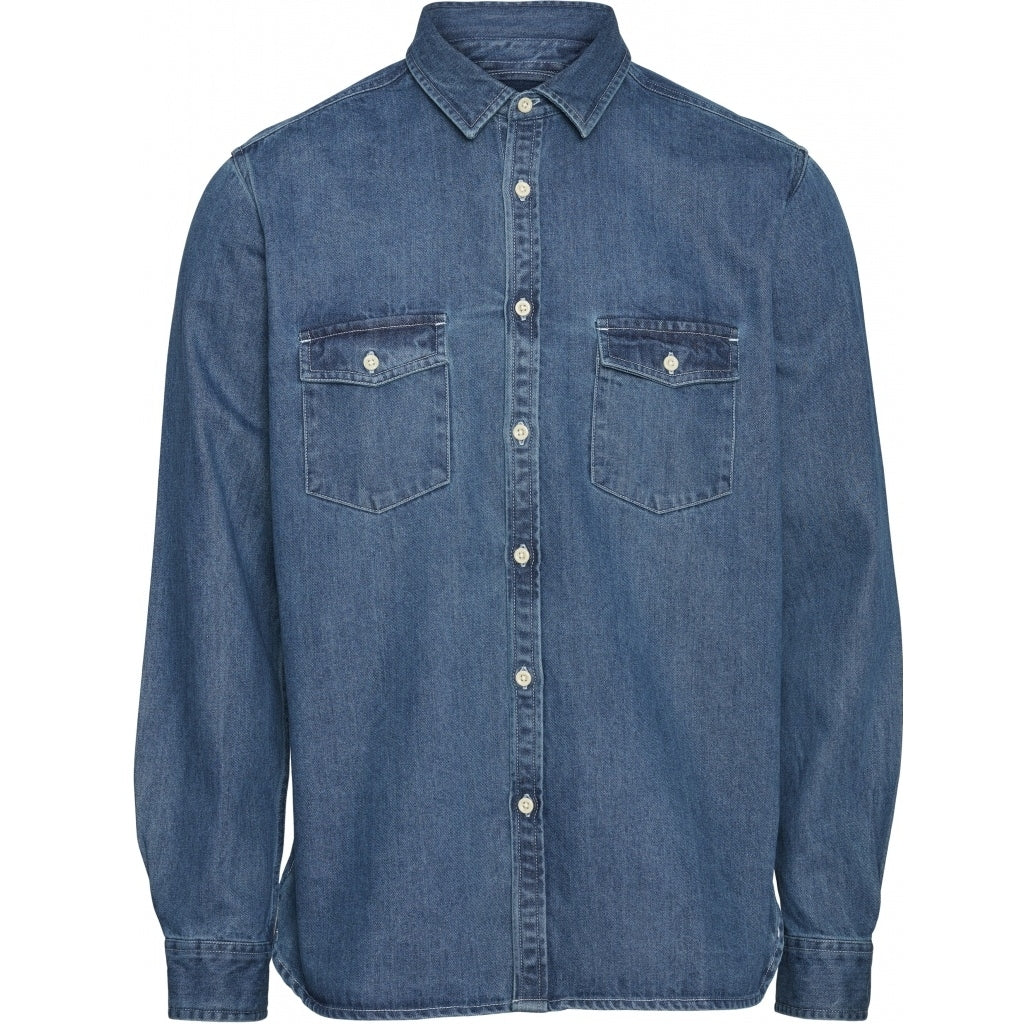 Chemise bleu jean en coton bio - larch