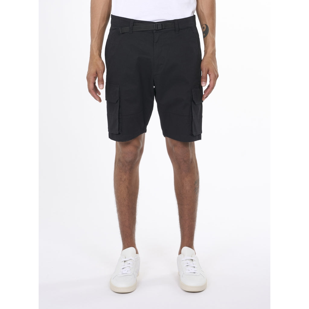 Short cargo noir en coton bio - cargo stretched twill shorts black jet