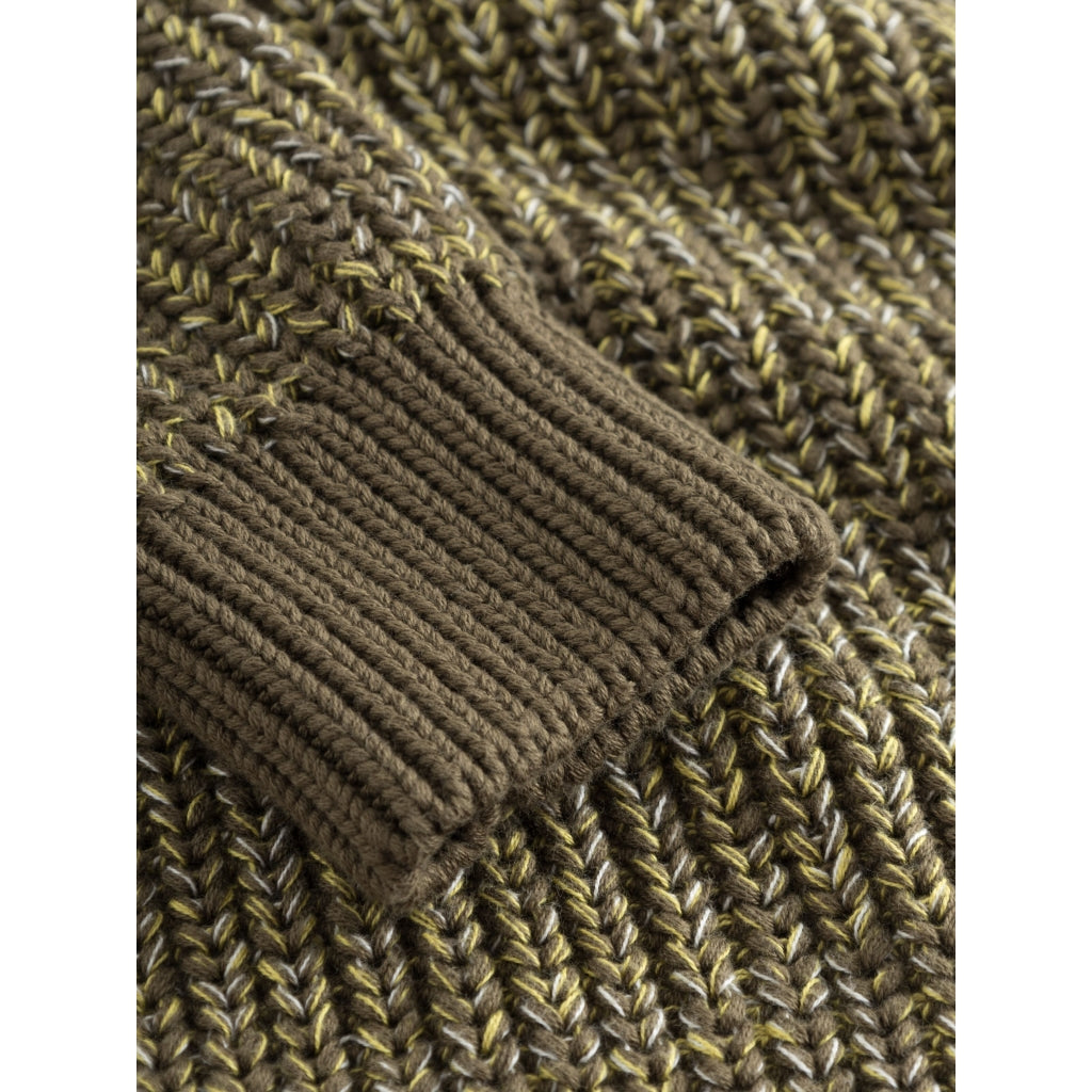 Pull en maille de coton bio | Mélange de jaune "multicolored crew neck yellow aop"