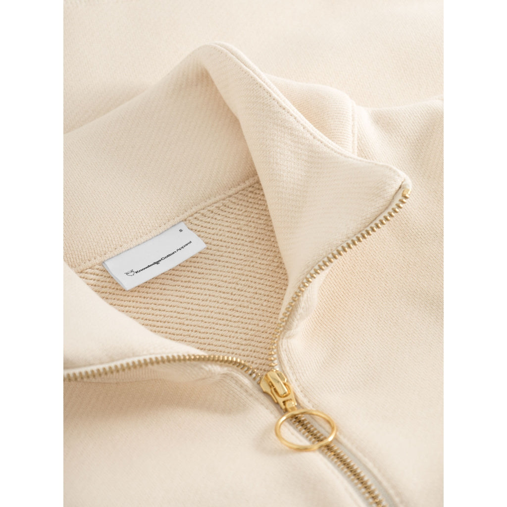 Sweat col zippé en coton bio | Beige "half zip heavy sweat buttercream"