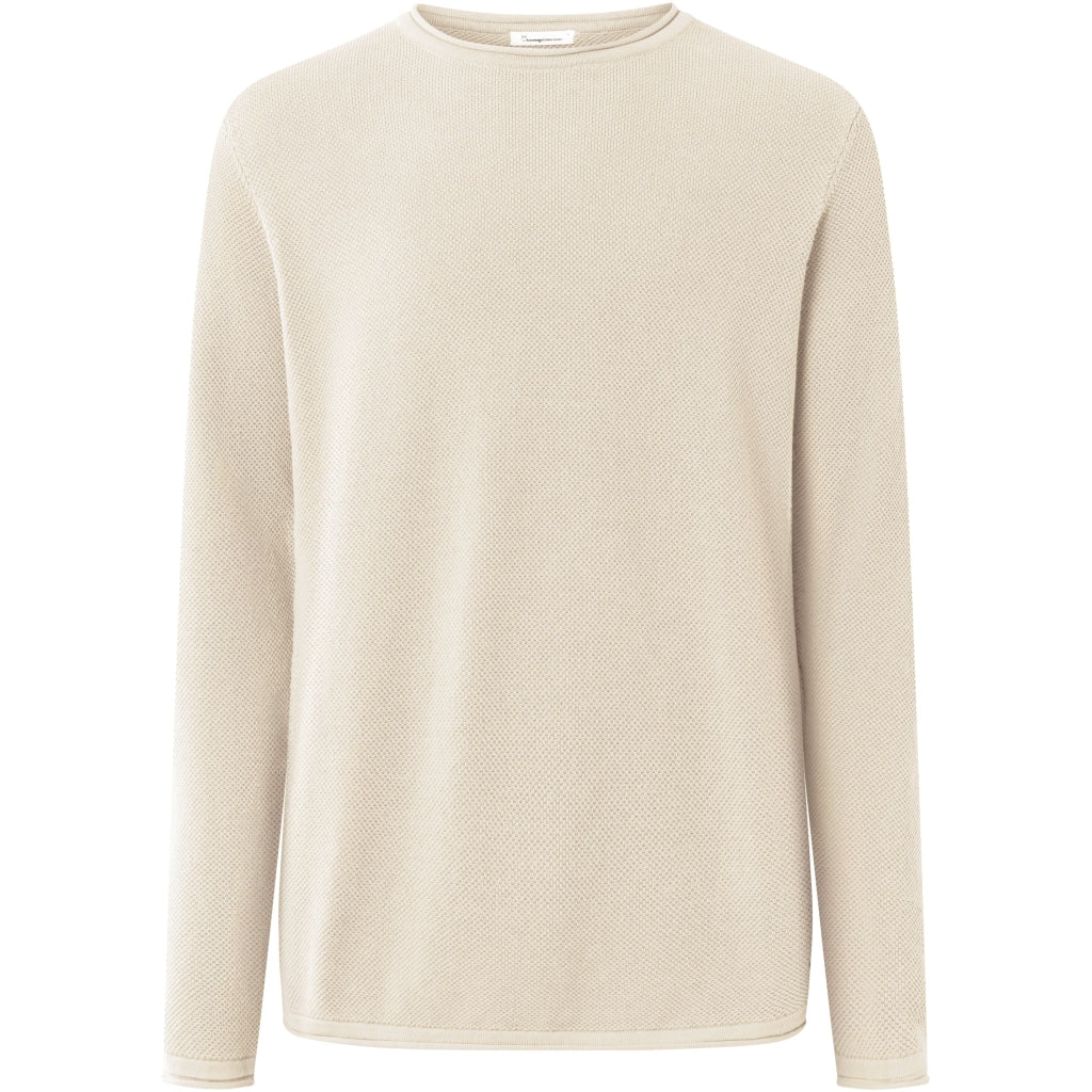 Pull écru tricoté en coton bio - cotton crew neck knit egret