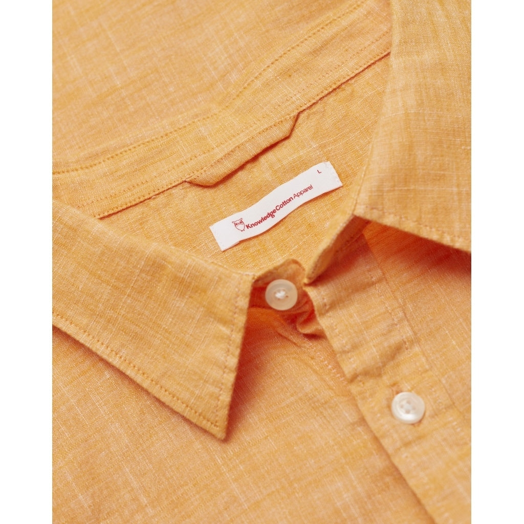 Chemise à manches courtes orange en lin et coton bio - larch