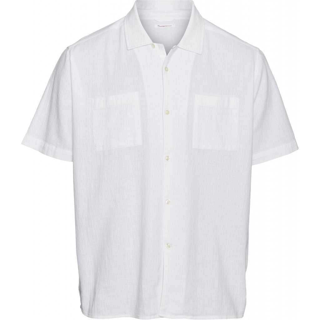 Chemise à manches courtes blanche en lin et coton bio - wave