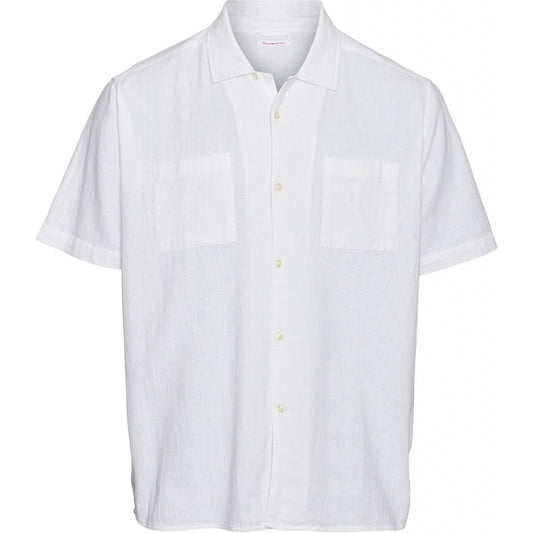Chemise à manches courtes blanche en lin et coton bio - wave