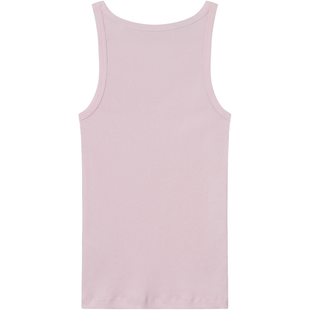 Débardeur rose côtelé en coton bio - racer rib top parfait pink