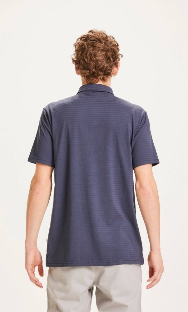 Polo rayé bleu nuit en coton bio - Rowan