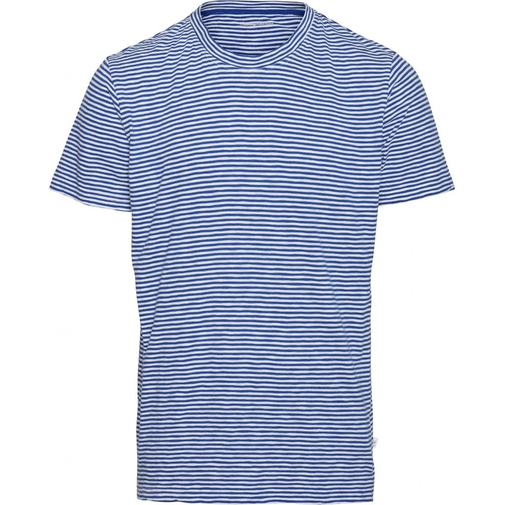 T-shirt rayé bleu et blanc en coton bio - alder