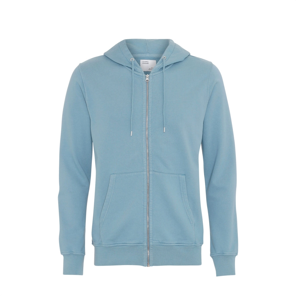Sweat à capuche zippé bleu clair en coton bio - Stone Blue