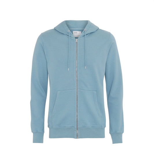 Sweat à capuche zippé bleu clair en coton bio - Stone Blue