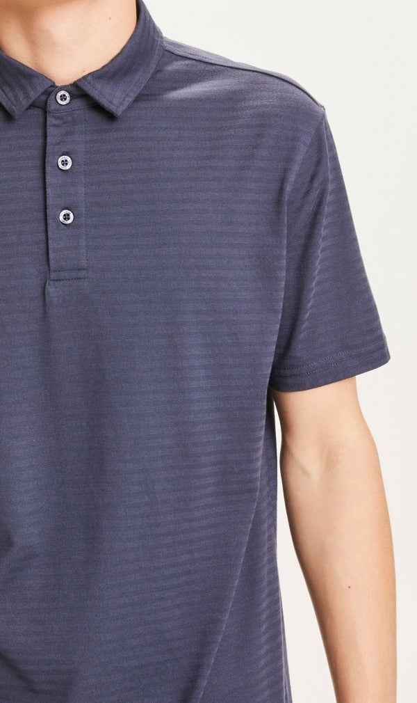 Polo rayé bleu nuit en coton bio - Rowan