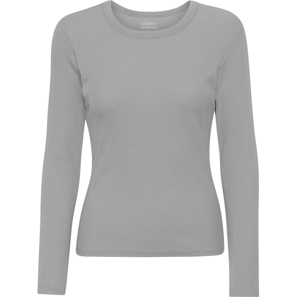 T-shirt manches longues côtelé en coton bio | gris "cloudy grey"