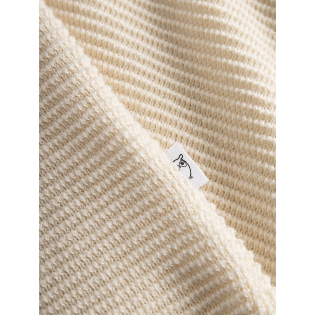 Polo zippé beige en maille de coton bio - polo zipper knit egret