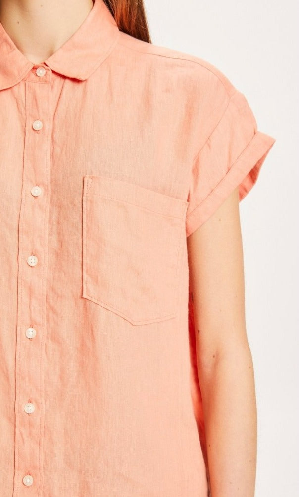 Chemise à manches courtes corail en lin - Aster