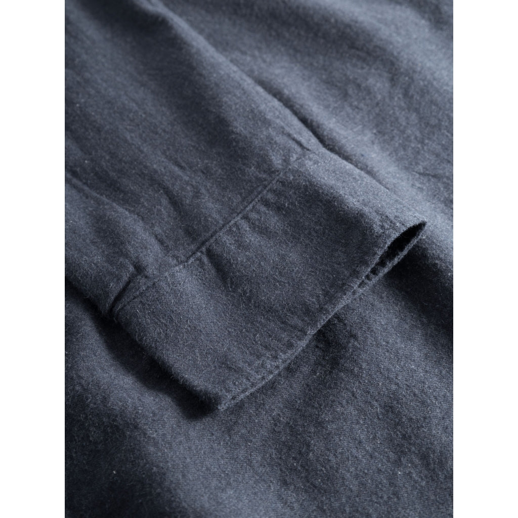 Chemise col mao en coton bio | Marine "melangé flannel stand collar shirt total eclipse"
