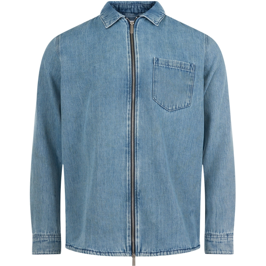 Surchemise en jean zippée en coton bio - denim zip shirt medium wash