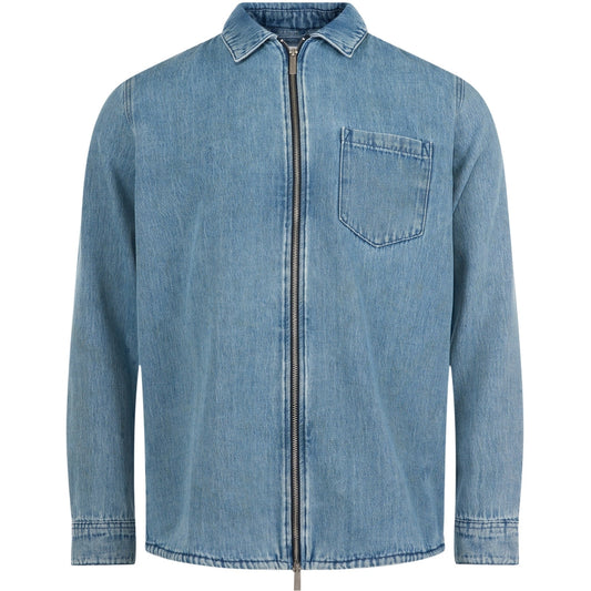 Surchemise en jean zippée en coton bio - denim zip shirt medium wash