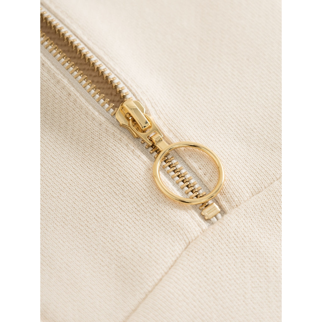 Sweat col zippé en coton bio | Beige "half zip heavy sweat buttercream"