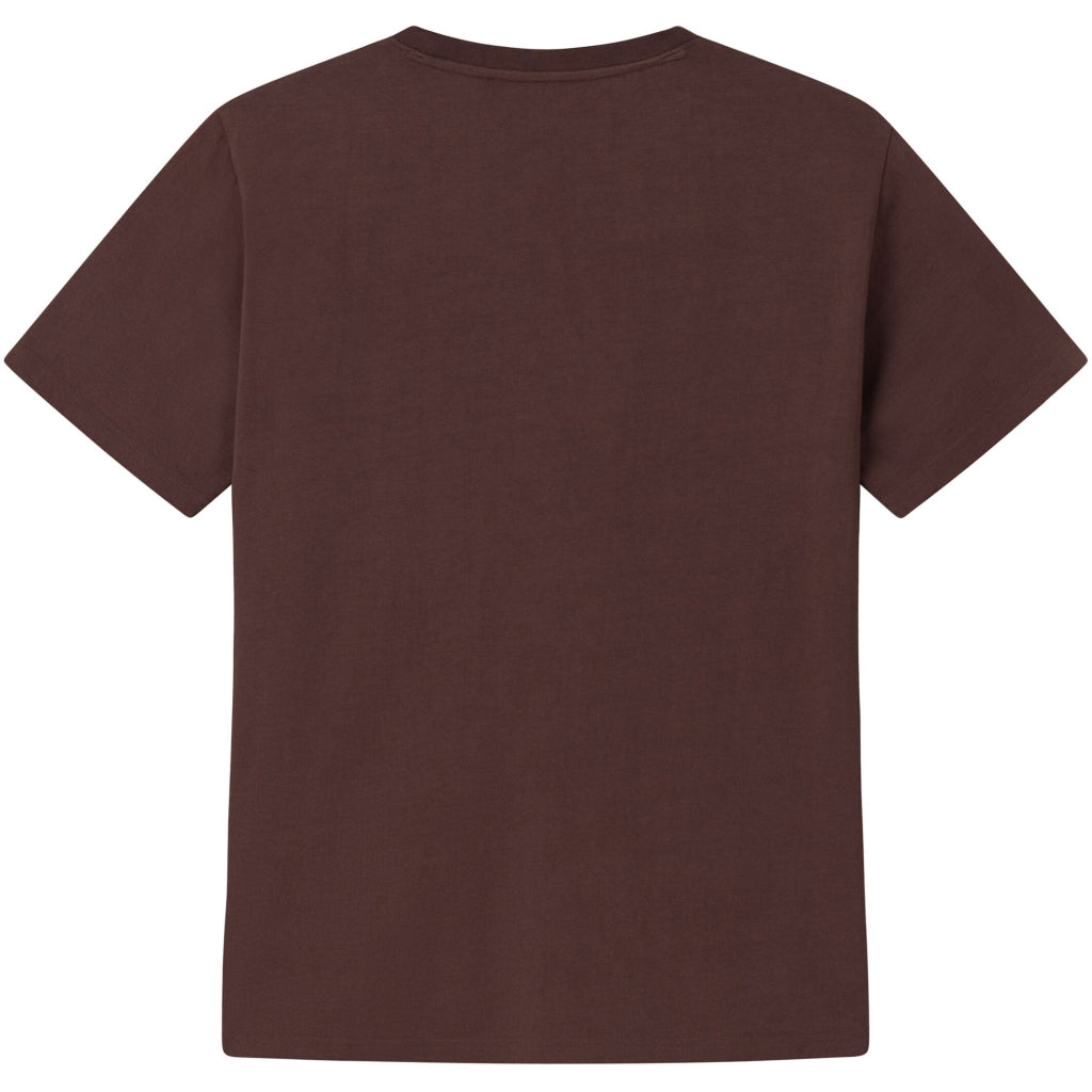T-shirt à badge brodé en coton bio | Acajou "badge tee deep mahogany"