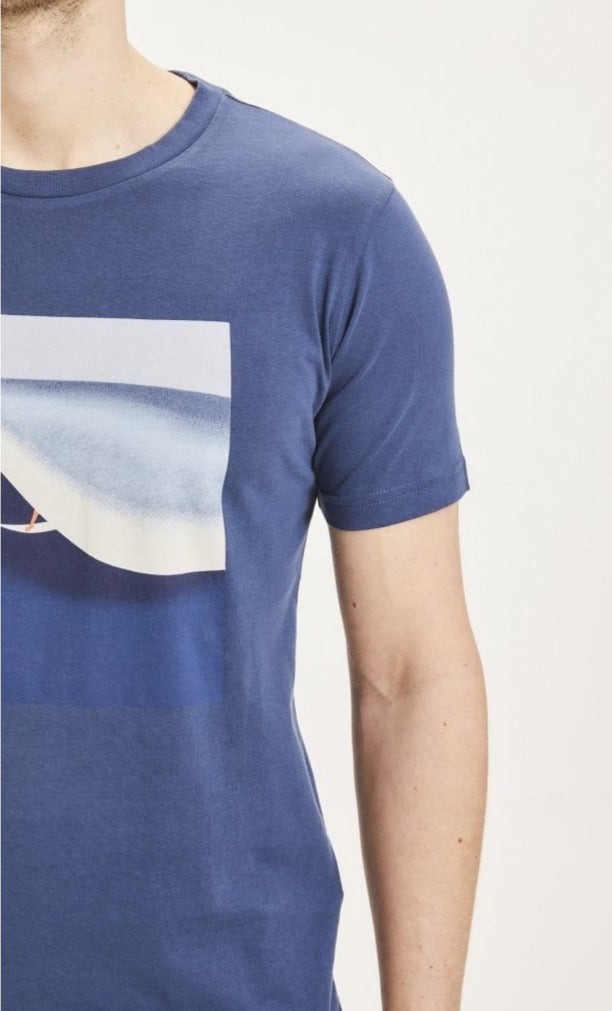 T-shirt imprimé bleu en coton bio - Alder Surf