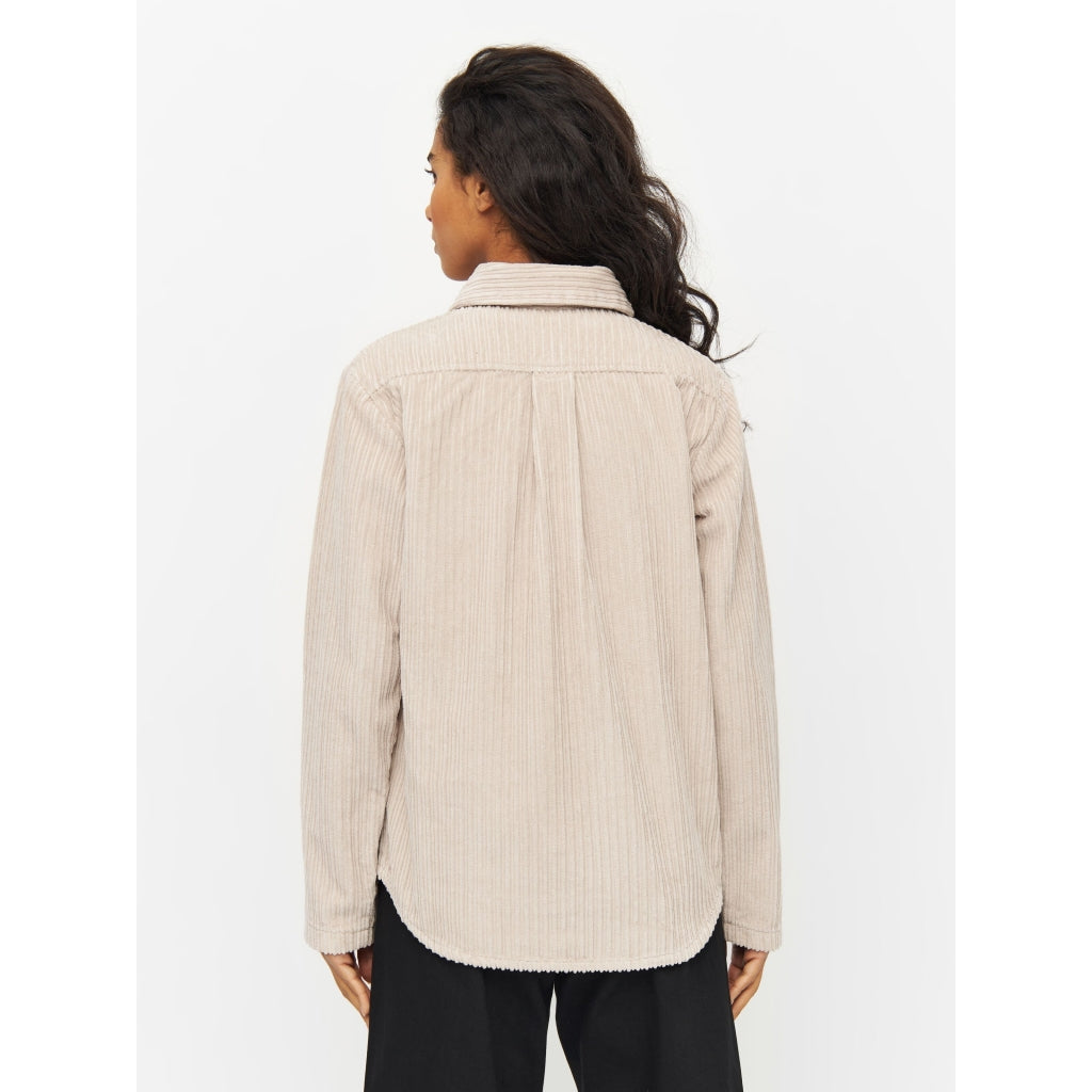 Surchemise velours en coton bio | Beige "corduroy overshirt light feather gray"