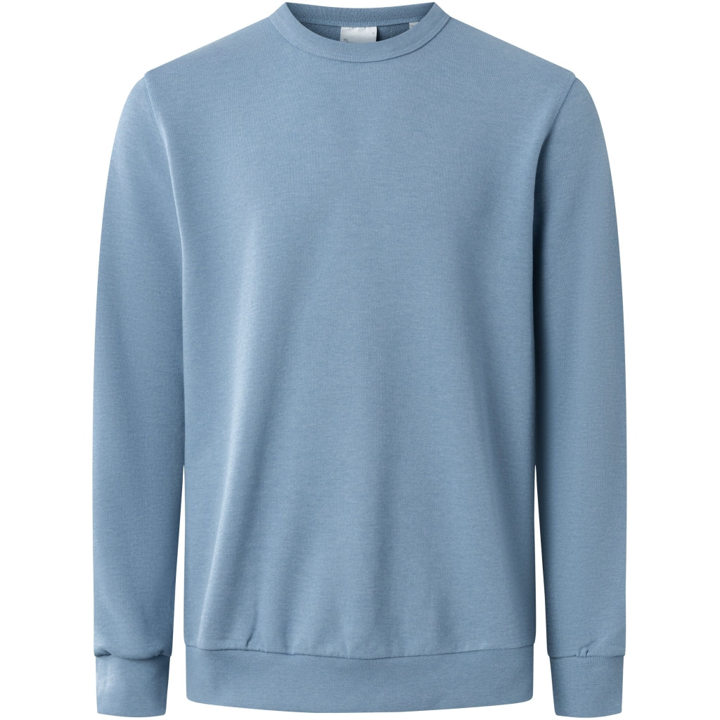 Sweat bleu en coton et matière recyclés - crew neck sweat asley blue