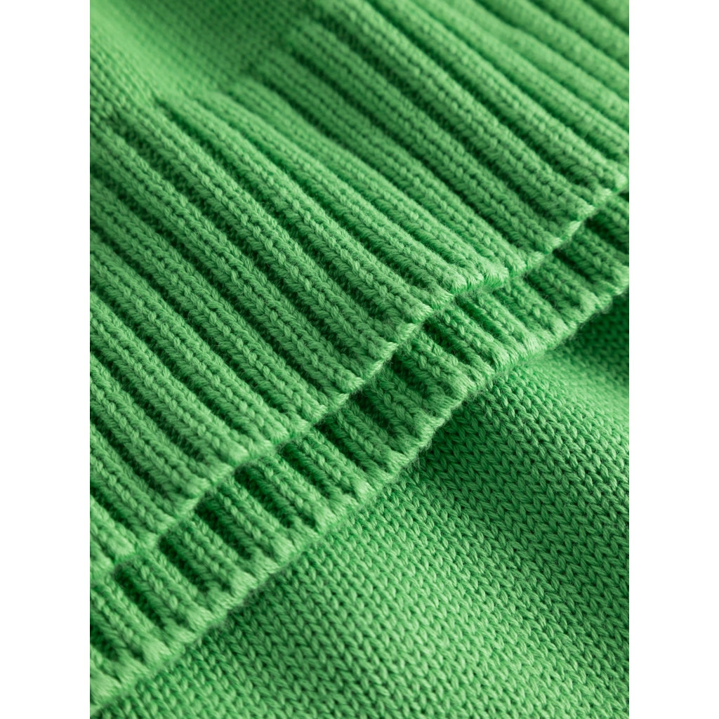 Pull col V vert en maille de coton bio - v-neck long sleeved knit vibrant green