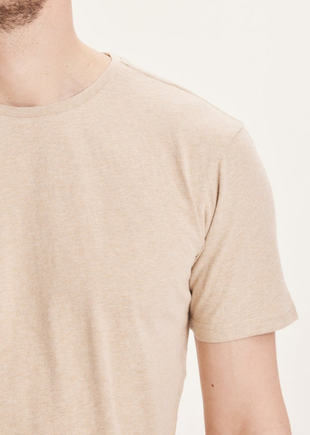 T-shirt en coton bio | beige "basic tee safari melange"