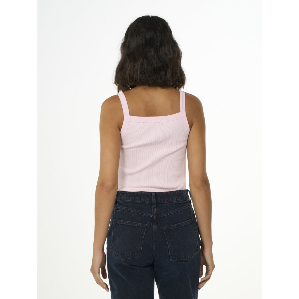 Top rose côtelé à bretelles en coton bio - rib strap top parfait pink