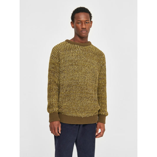 Pull en maille de coton bio | Mélange de jaune "multicolored crew neck yellow aop"
