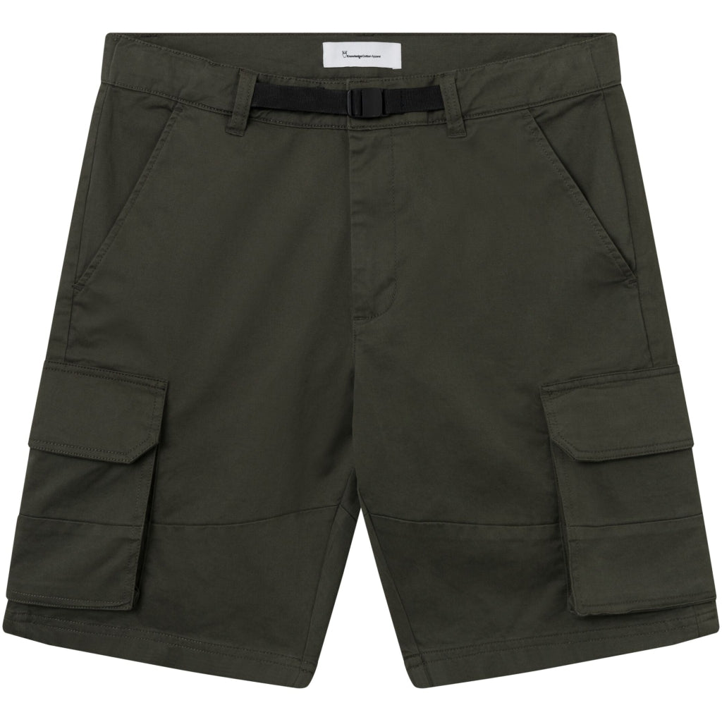 Short cargo vert forêt en coton bio - cargo stretched twill shorts forrest night