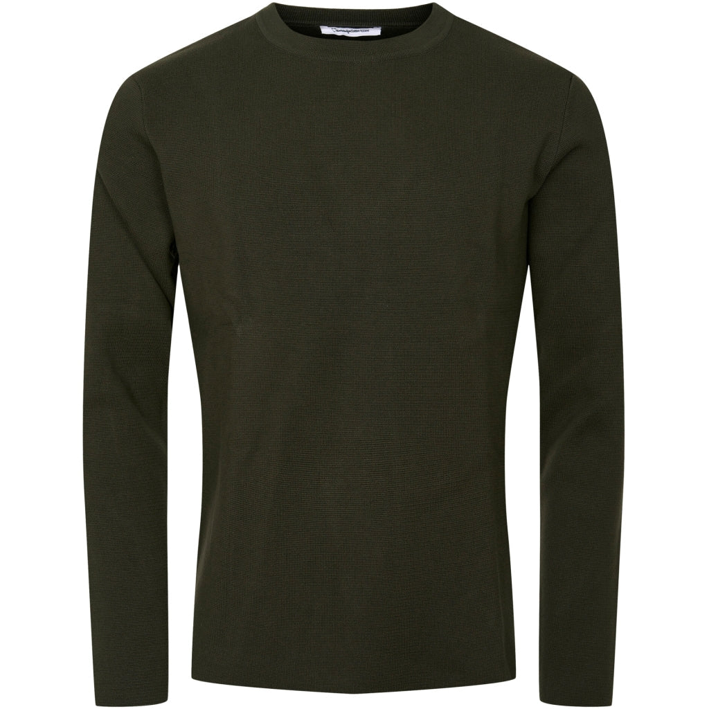 Pull col rond vert forêt en coton bio - cotton crew neck knit forrest night