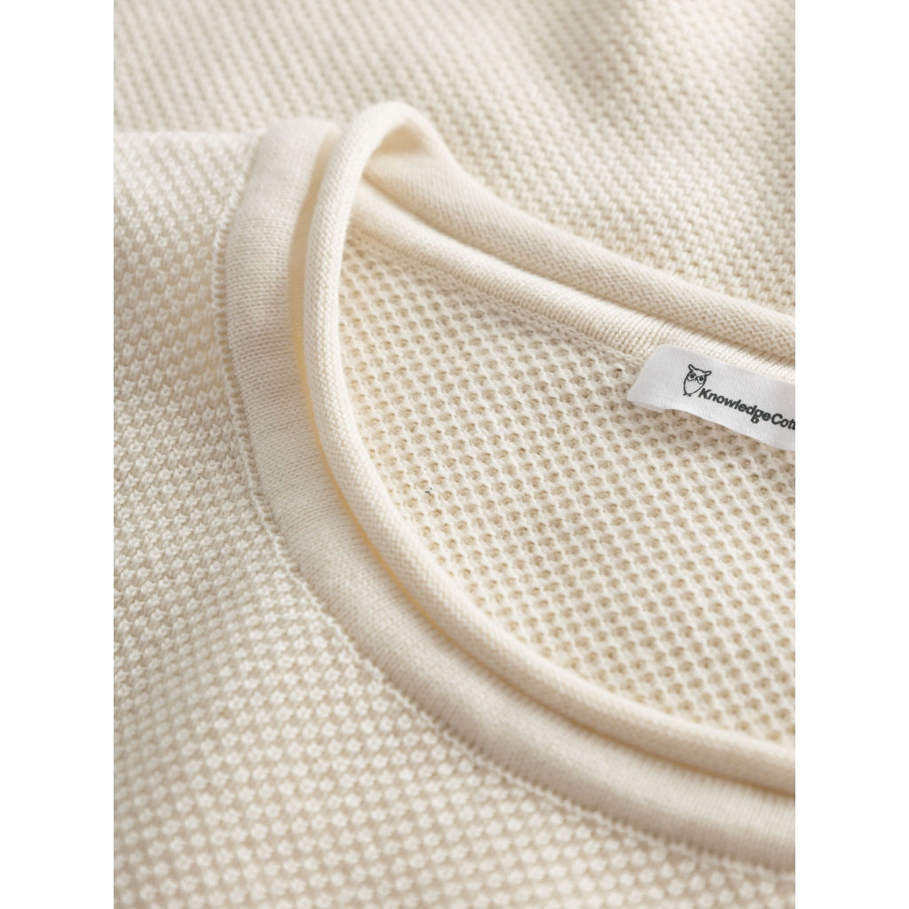 Pull écru tricoté en coton bio - cotton crew neck knit egret