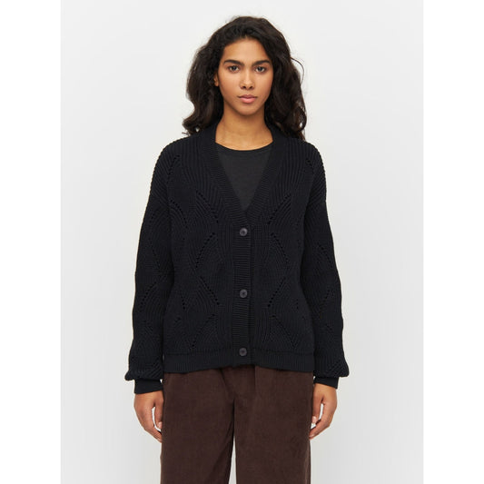 Gilet en maille de coton bio | Noir "cotton cable knit cardigan black jet"