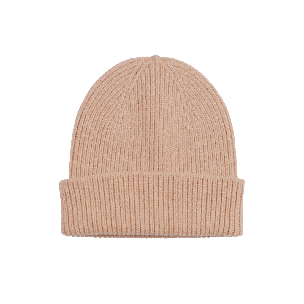 Bonnet beige miel en laine mérinos recyclée - merino wool beanie honey beige